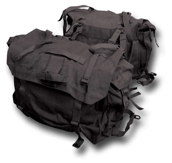 BLACK CANVAS MOTORCYCLE PANNIERS GRADE 1