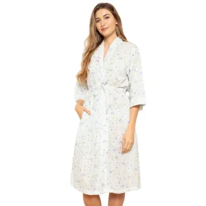 Cottonreal Women's ELVA Super Voile Pansy Flora Kimono Wrapover