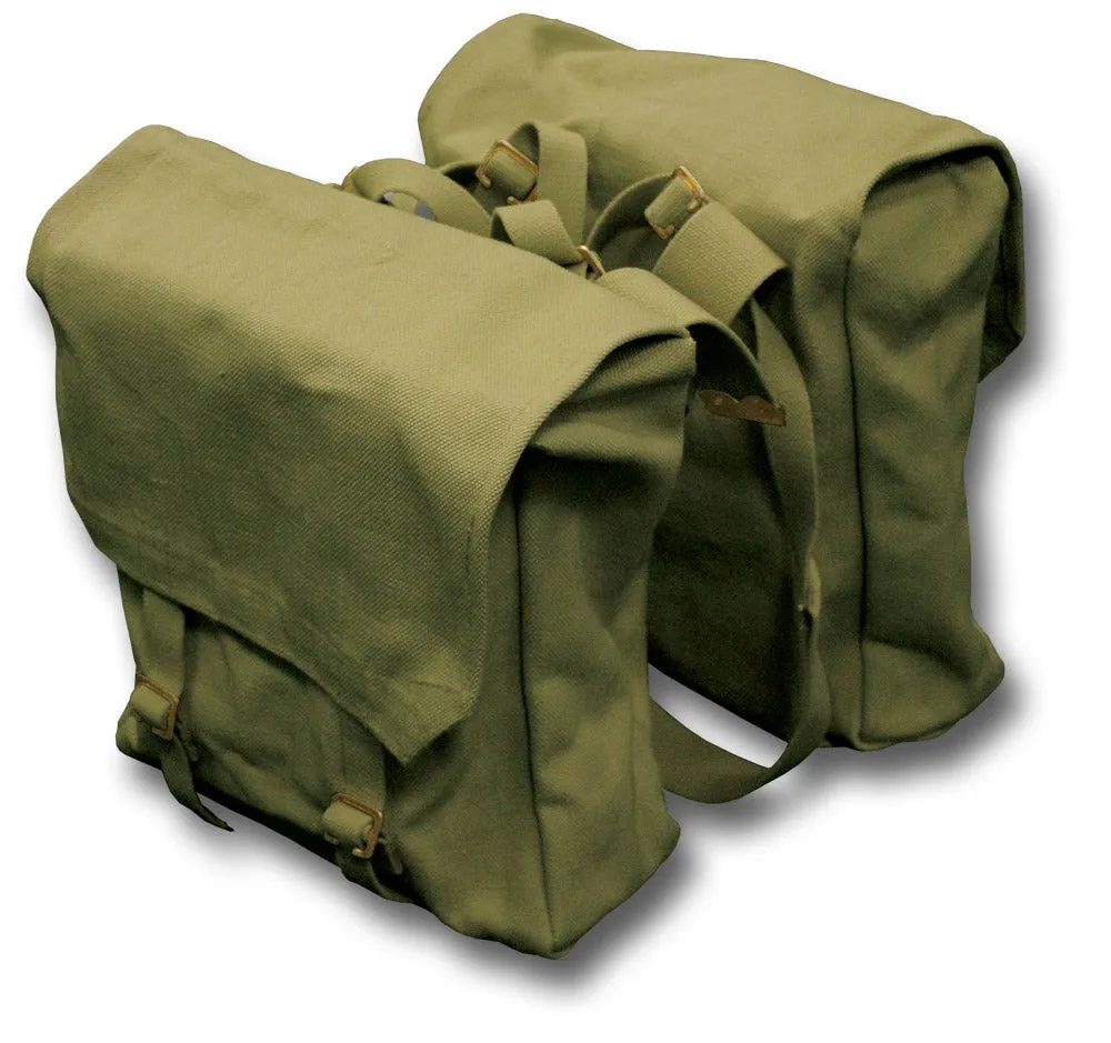 KHAKI WWII STYLE LARGE MOTORCYCLE PANNIERS