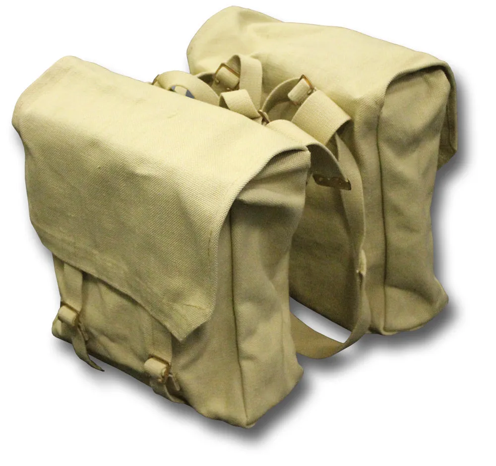 KHAKI WWII STYLE LARGE MOTORCYCLE PANNIERS