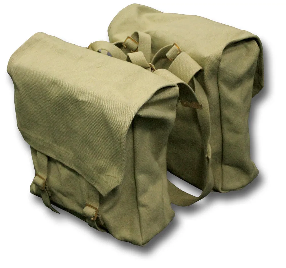 KHAKI WWII STYLE LARGE MOTORCYCLE PANNIERS
